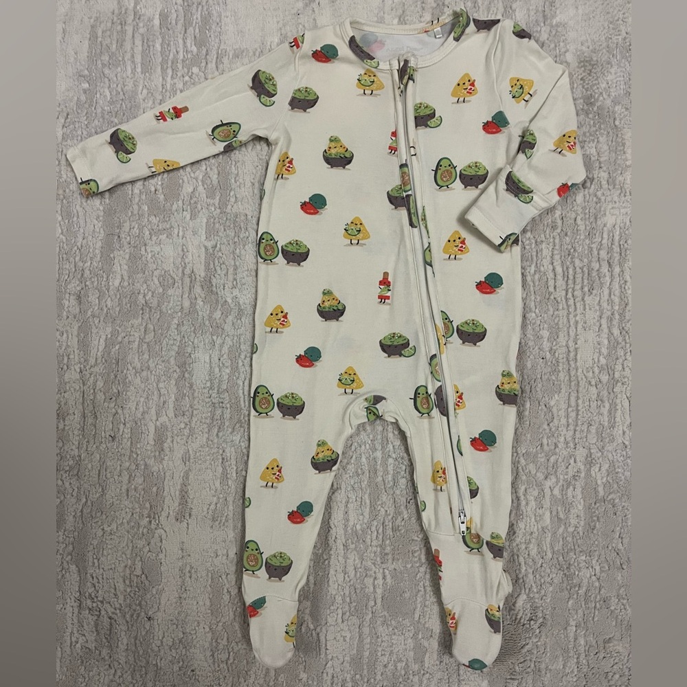 Angel Dear Cream Footed One-Piece with Avocado & Fruit Print